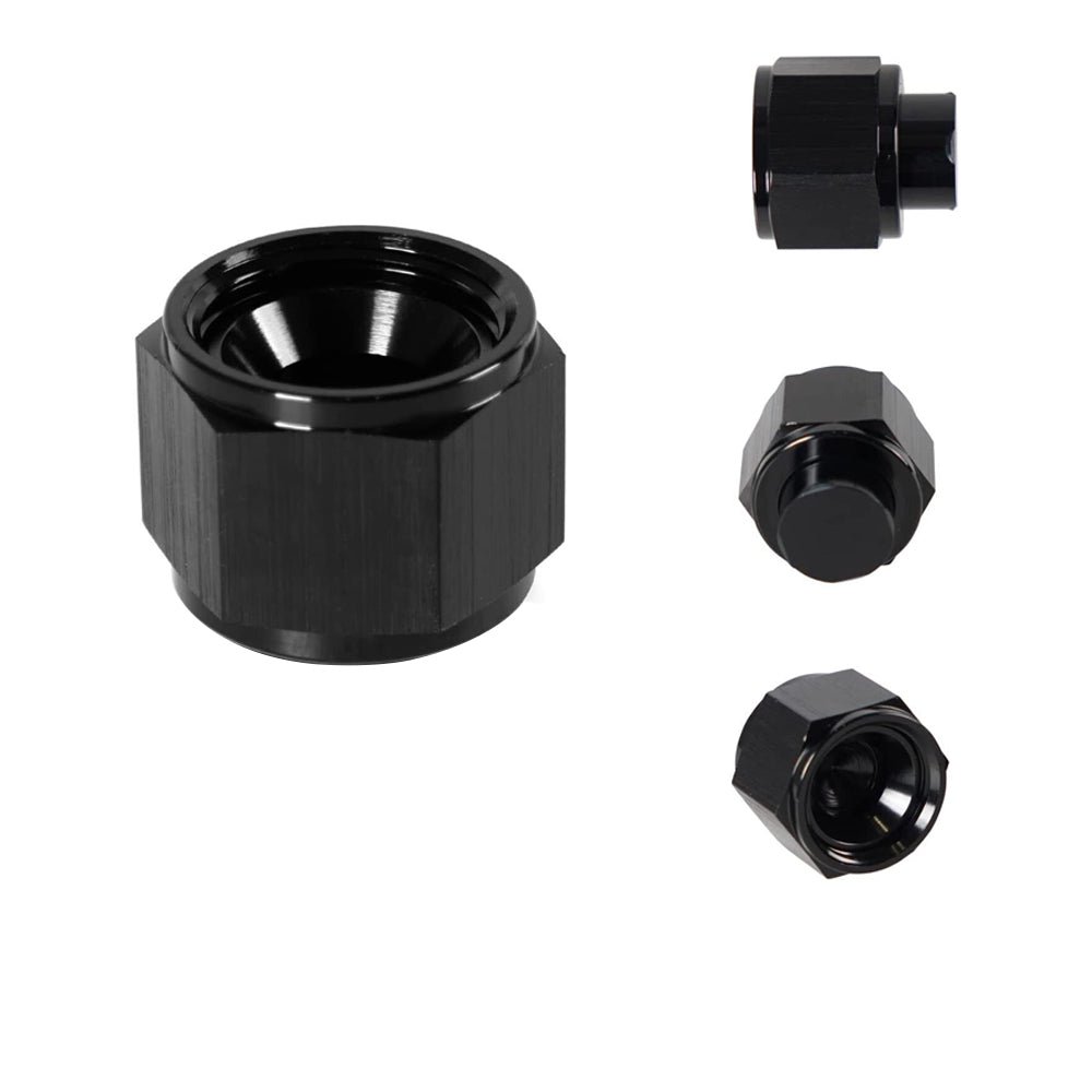 1_0be0d2fe-c1b9-4d39-8bfb-5d2ed808cd6a 2PCS 4/6/8/10/12 AN Female Flare Fitting Cap Block Off Nut Aluminum For Fuel Systems - Image 1