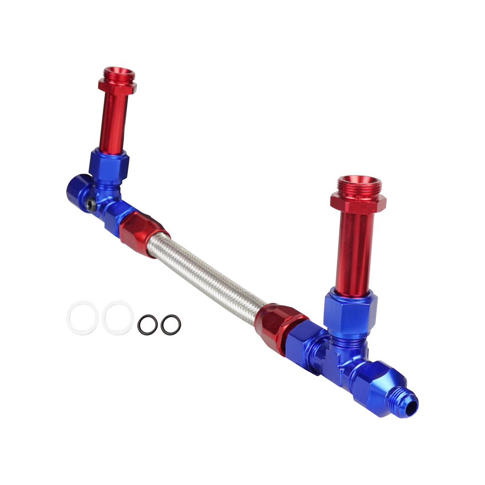 e500e085-413e-403d-a801-89ce4b7c7573 Braided AN8 Dual Feed Carb Fuel Line Double Pump For 4150 Holley Carburetor 8AN - Image 1
