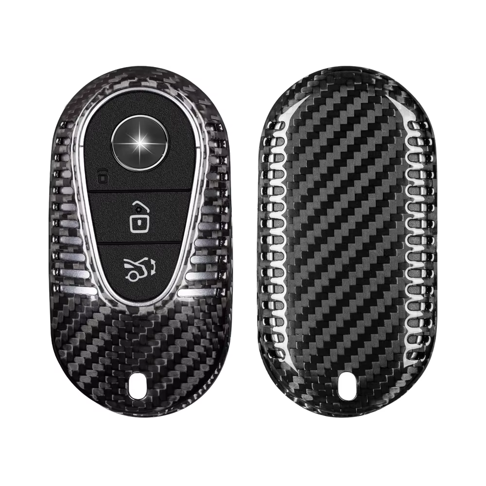 23ed700b28e2f50aa2767ef545e63de7.png T-carbon Real Carbon Fiber Key Fob Cover Compatible with Mercedes Benz - Image 1
