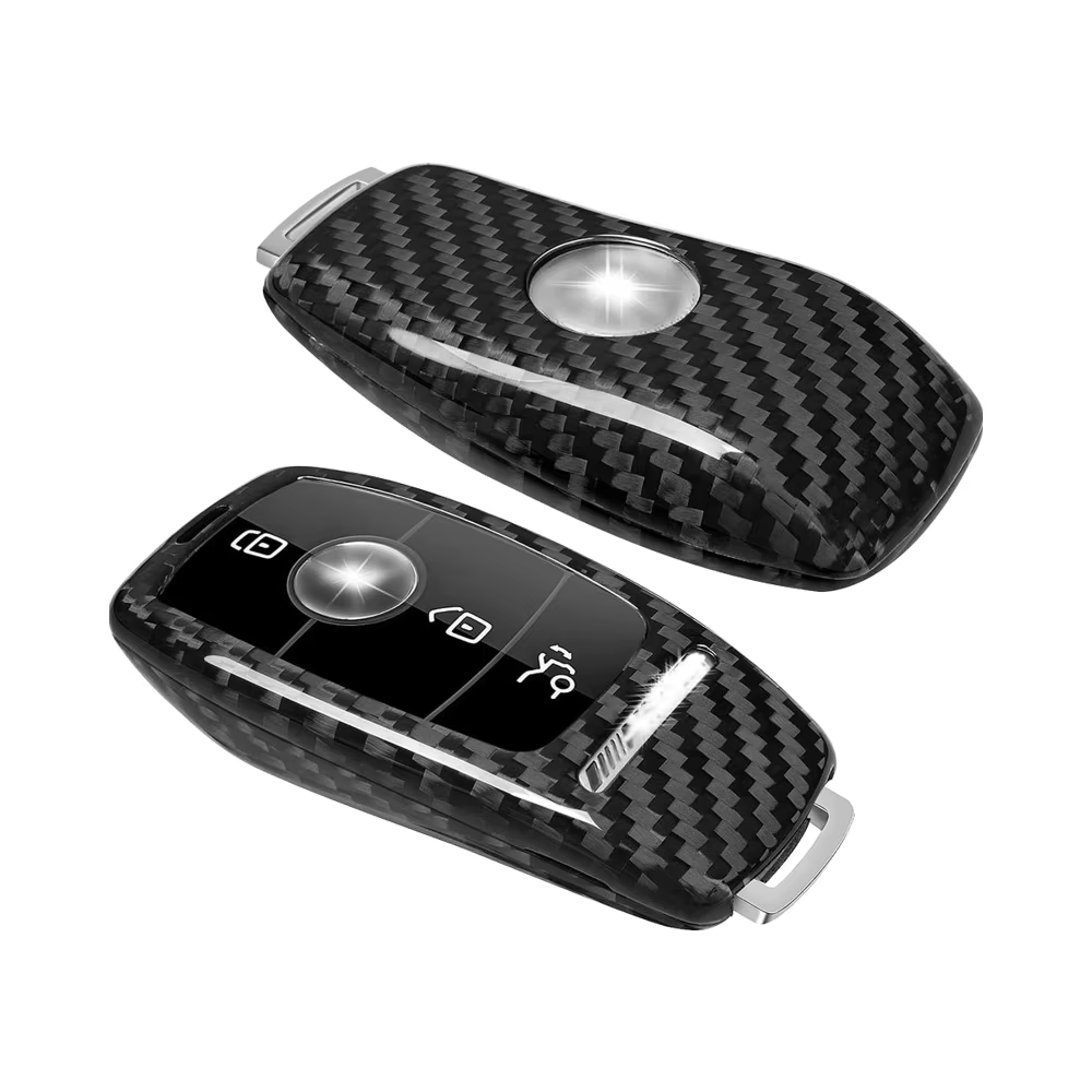 dda7eded35f79cc21845793abffb0801.png T-carbon Real Carbon Fiber Key Fob Cover Compatible with Mercedes Benz. - Image 1